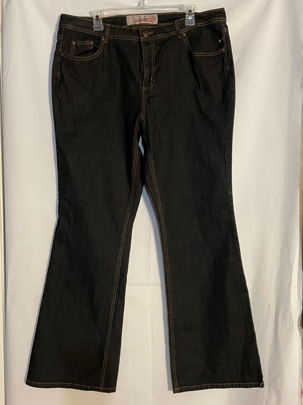 Faded Glory Black Flared Jeans with Contrast Stitching, size 18